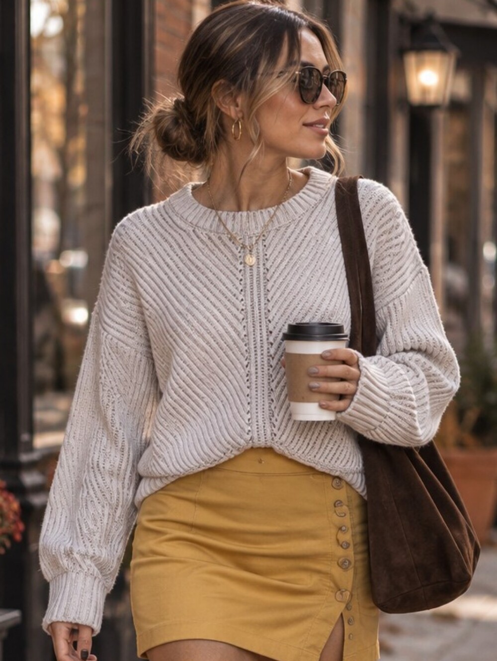 Splendid Cream Ribbed Crewneck Women’s Sweater